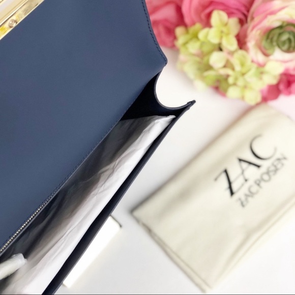 ZAC POSEN EARTHETTE WALLET CLUTCH IN STRIPPED NAVY - Picture 3 of 7